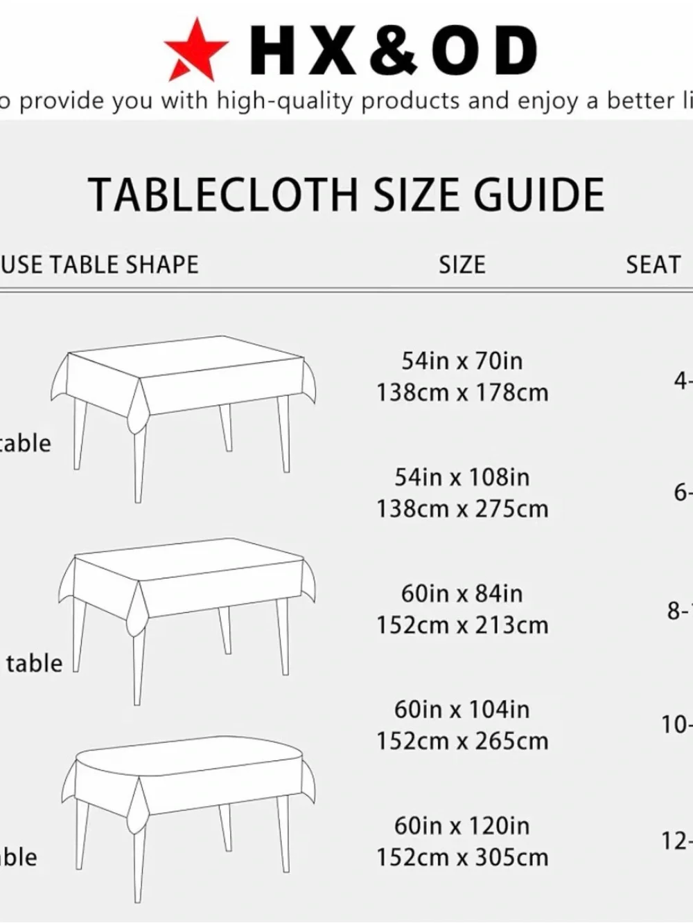 Tablecloth Rectangular & waterproof  - 60”x 120”